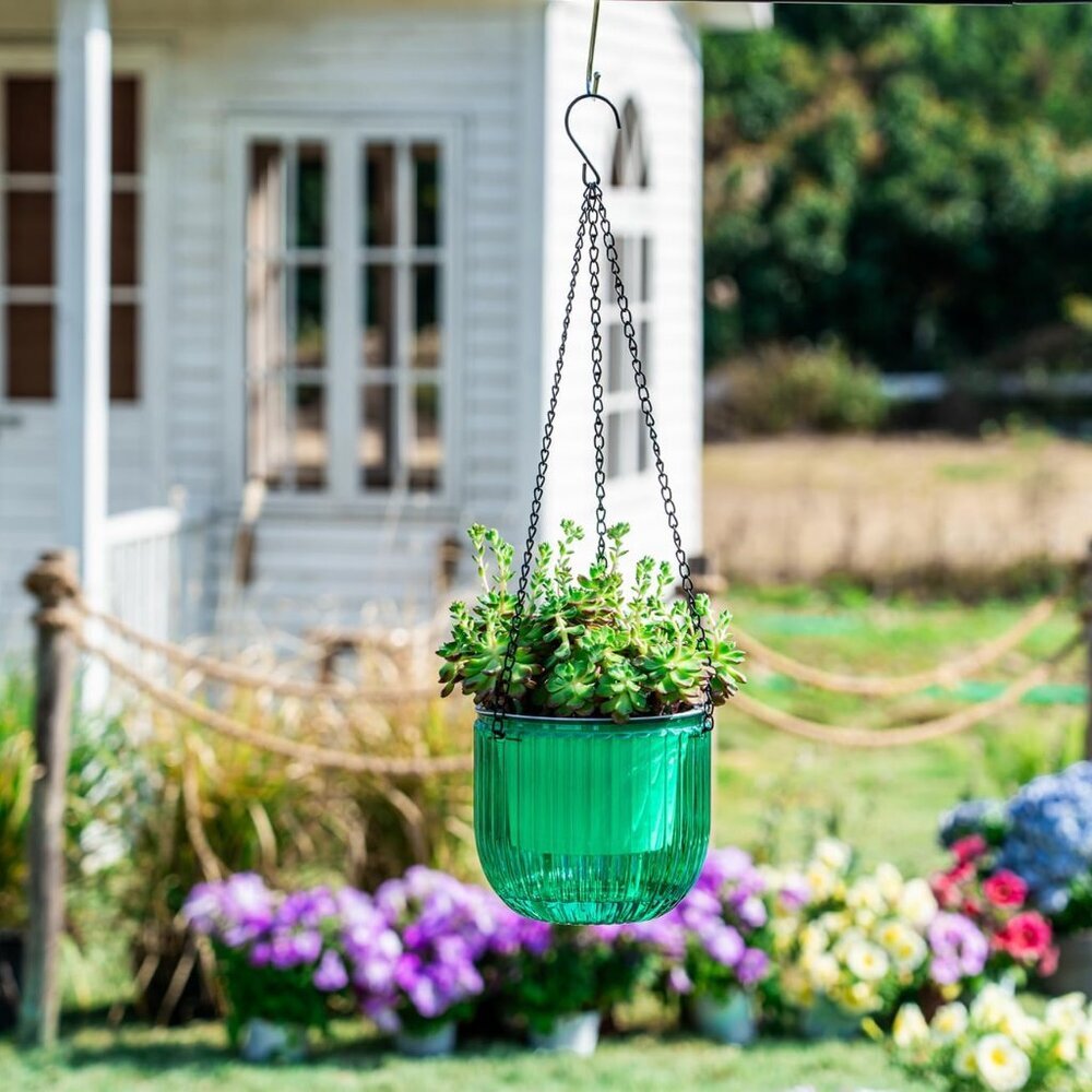 2 Pack Self Watering Hanging Planters Indoor Flower Pots, 6.5 Inch Outdoor Hangi - Picture 2 of 9